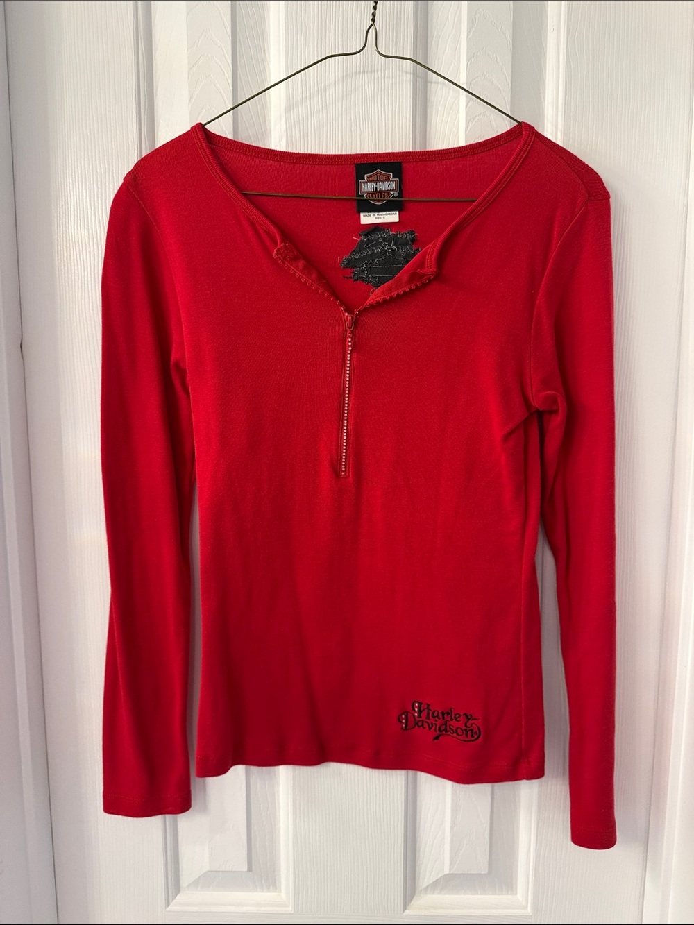 Harley-Davidson Red Long Sleeve Half-Zip Top